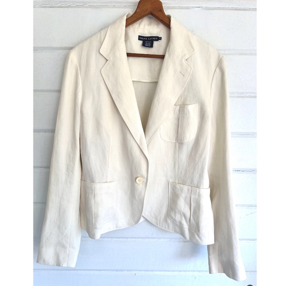 Ralph Lauren Blue Label Jackets & Blazers - RALPH LAUREN BLUE LABEL Ivory Linen Single Button Blazer - Made In Italy - 12